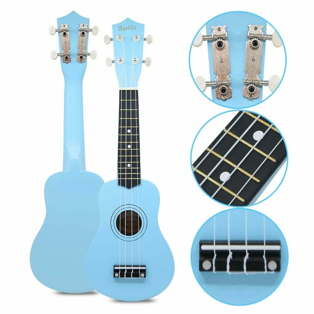 21" Soprano Ukulele Acoustic Guitar Hawaii Music Instrument Beginner Blue