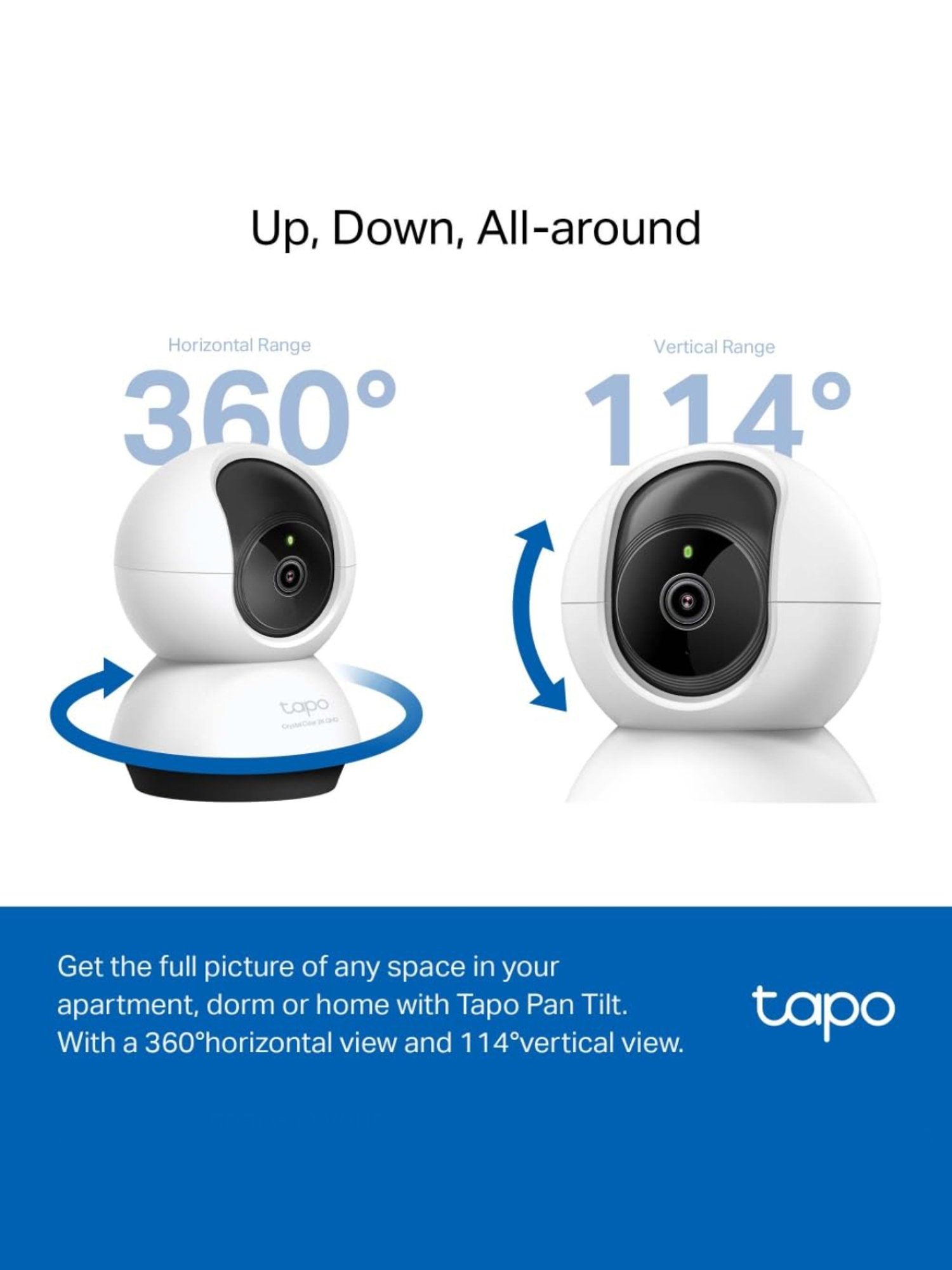 TP-LINK Tapo C220 Pan, Tilt Smart AI 2K 4MP QHD 1440p Home Security Wi-Fi Camera (White)