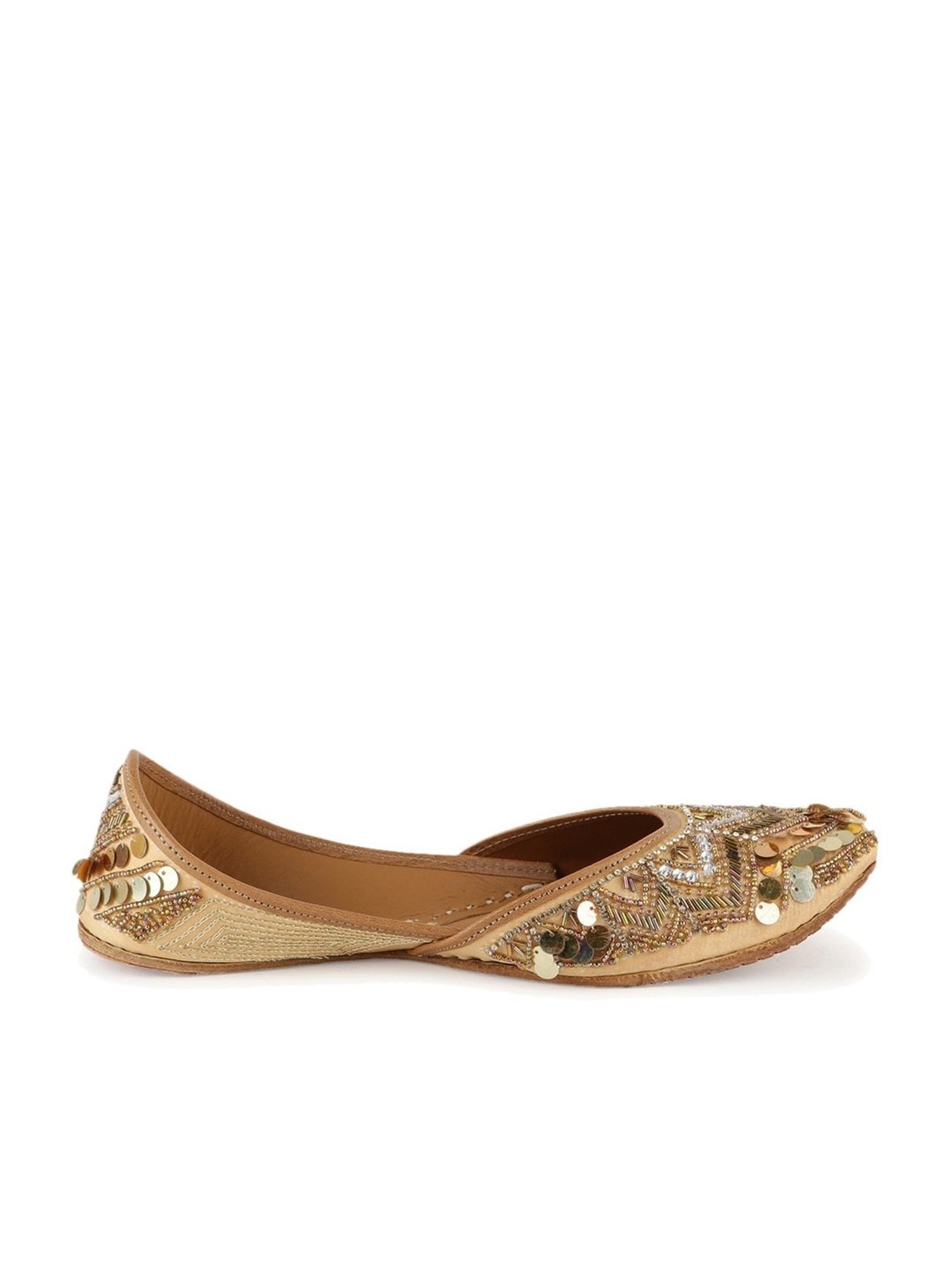 Glam Story Women's Gold Ethnic Juttis
