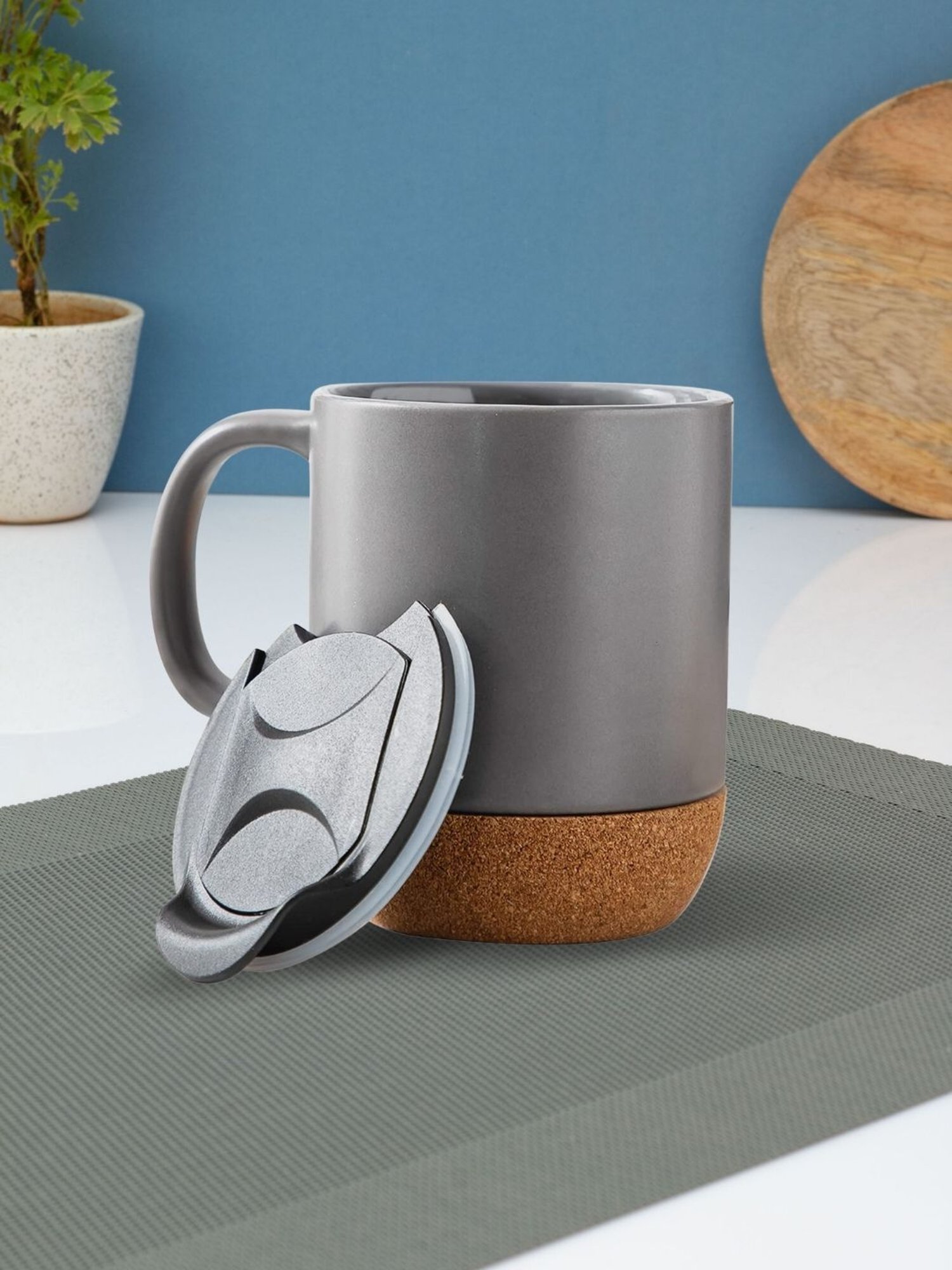 JCPL Grey & Brown Ceramic Milk & Coffee Mug (0.44L) - Set of 1