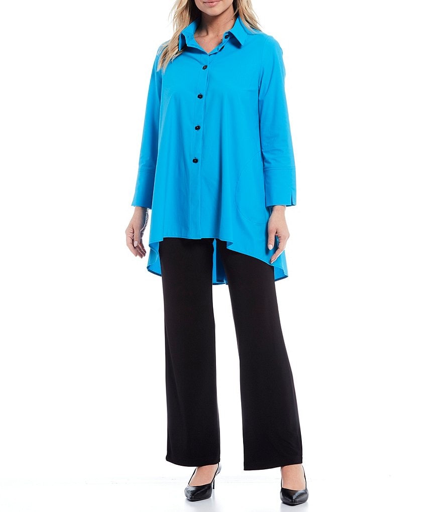 IC Collection Hi-Low Back Zipper Shirt Jacket