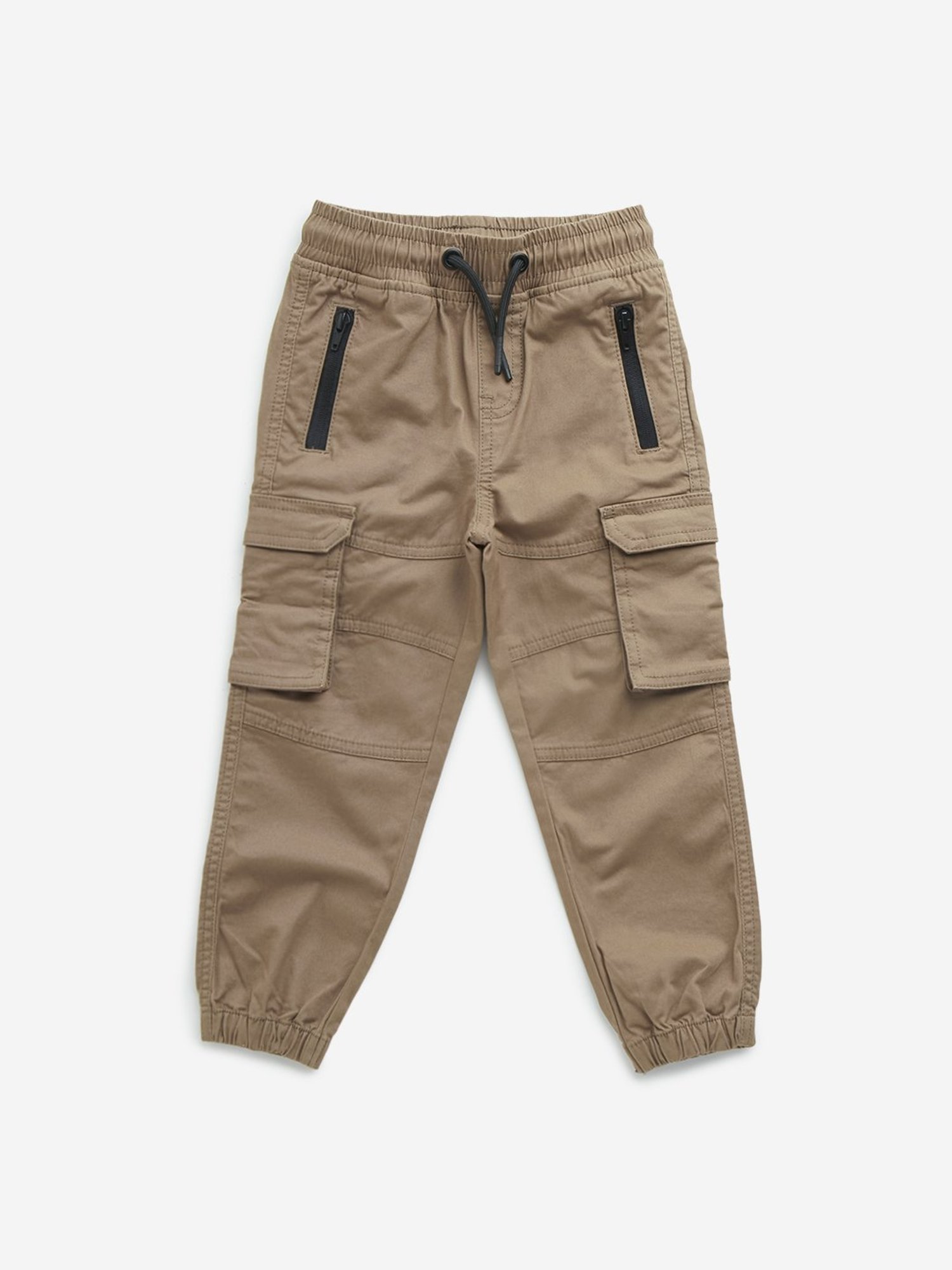 HOP Boys by Westside Light Brown Cargo-Style Mid-Rise Joggers
