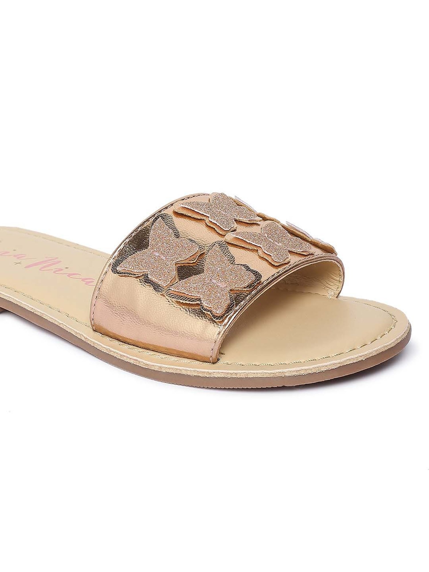 Aria Nica Kids Flutter Rose Gold Casual Slides