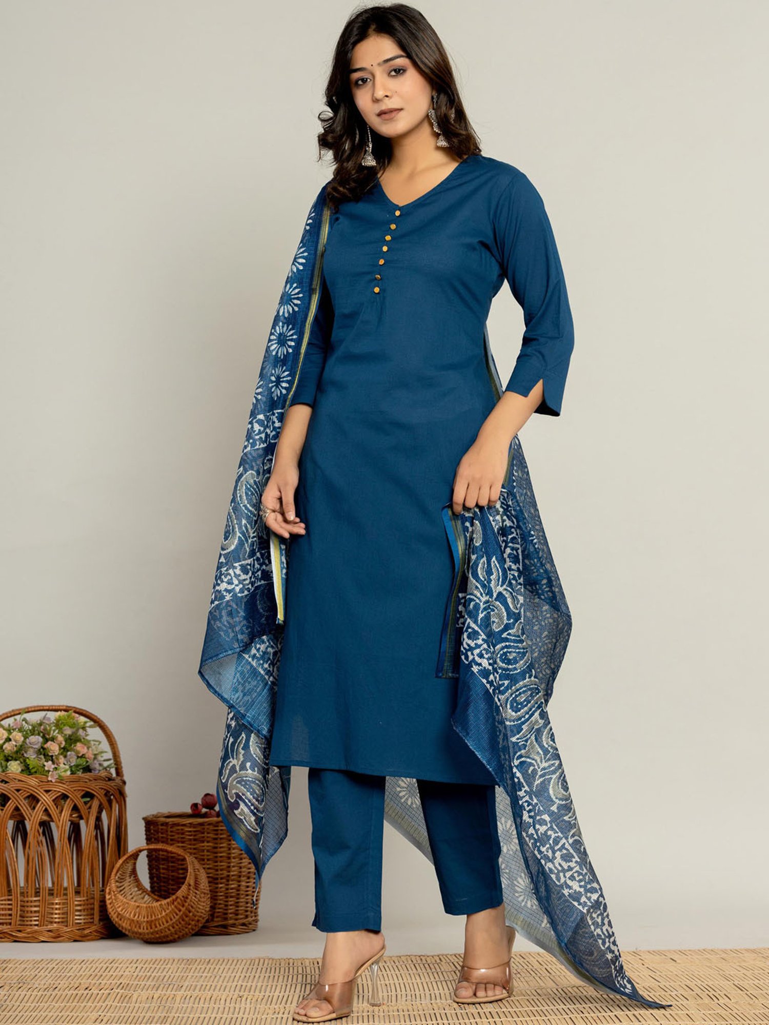 Autumnlane Prapti Indigo Cotton Suit Set