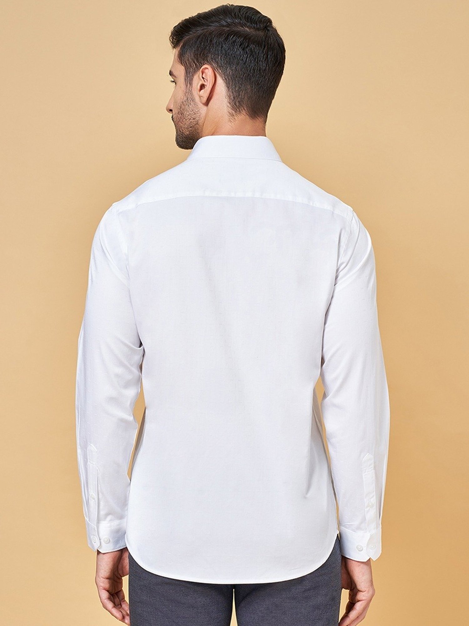 Peregrine by Pantaloons White Cotton Slim Fit Shirt