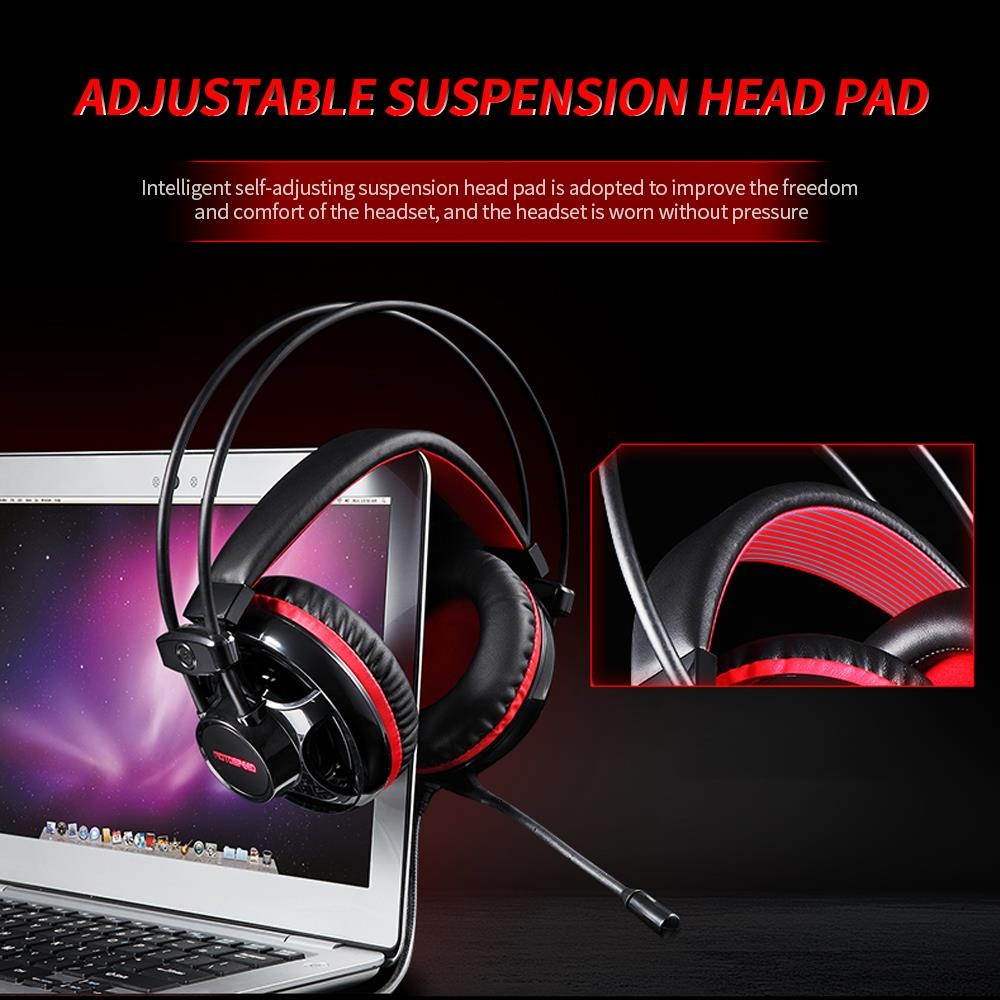 Motospeed H11 Wired Headset Gaming Headset with 50mm Driver Unit Noise Reduction Microphone LED Light Breathable Earmuffs