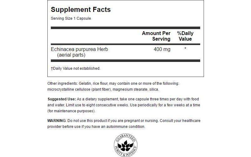 Swanson Echinacea 400 mg 100 Capsules.