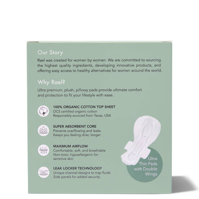 Rael Organic Cotton Overnight Menstrual Pads - Unscented - 10ct