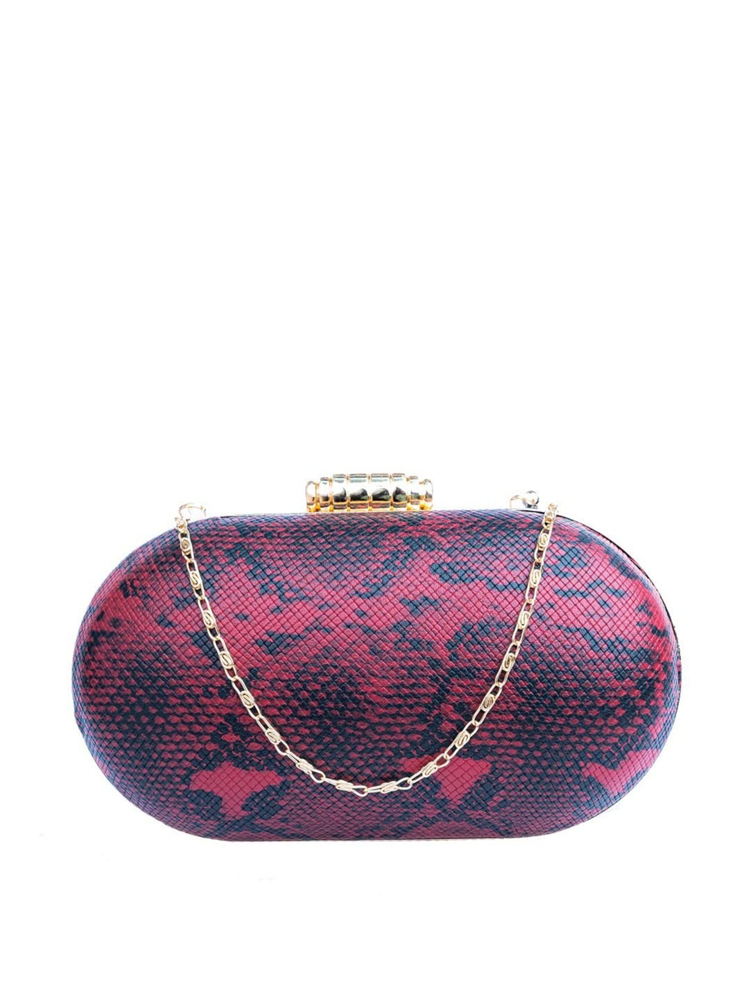 NR by Nidhi Rathi Maroon Fabric Clutch