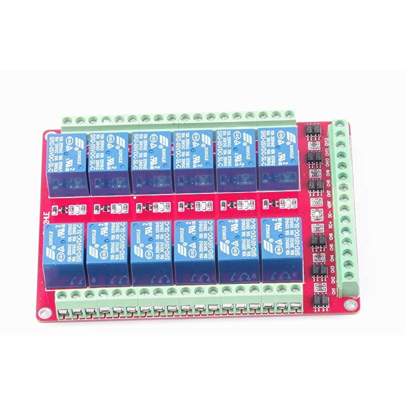DC 5V 12-Channel 10A Relay Control Module Bi-Directional Isolated Control Module High Low Level Trigger (DC 5V, 10A 12-Channel)
