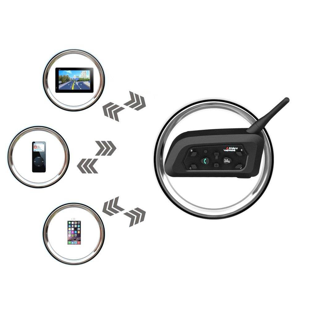 VNETPHONE V6-1200 Bluetooth Motorcycle Communicator 2-in-1 Helmet Intercom Headset with Mic Interphone for 6 Riders