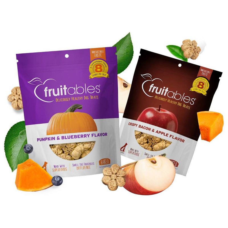 Fruitables Baked Cripsy Bacon and Apple Flavor Healthy Low Calorie Dog Treats - 7oz