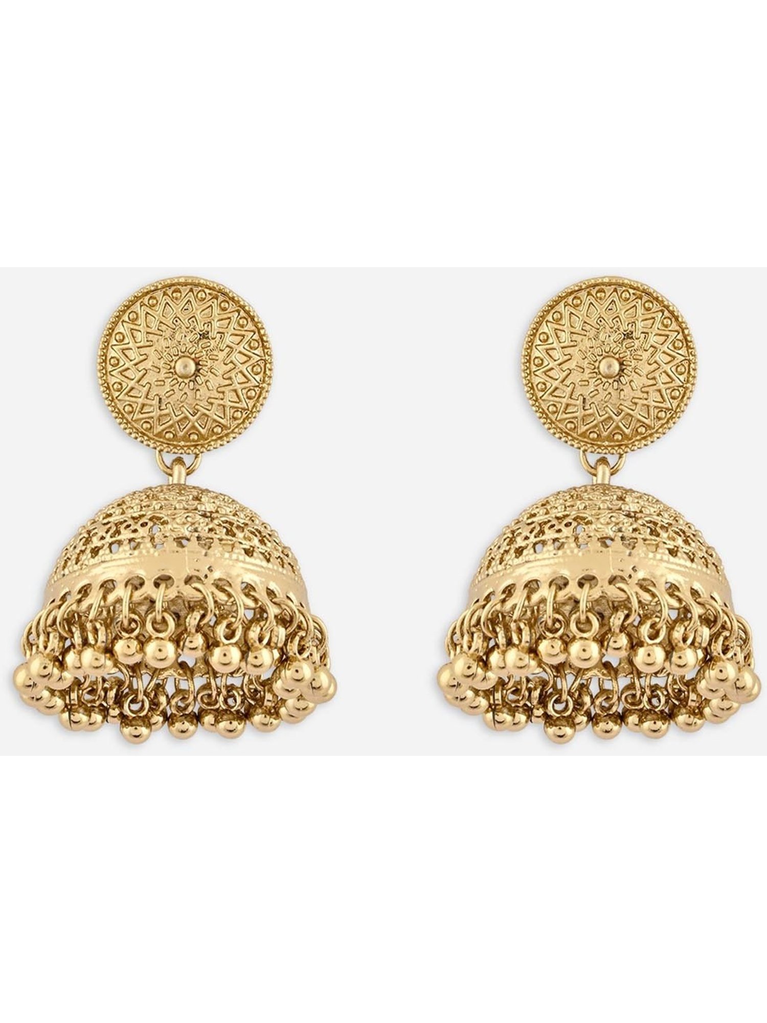 Fida Golden Ethnic Jhumki Earrings for Women