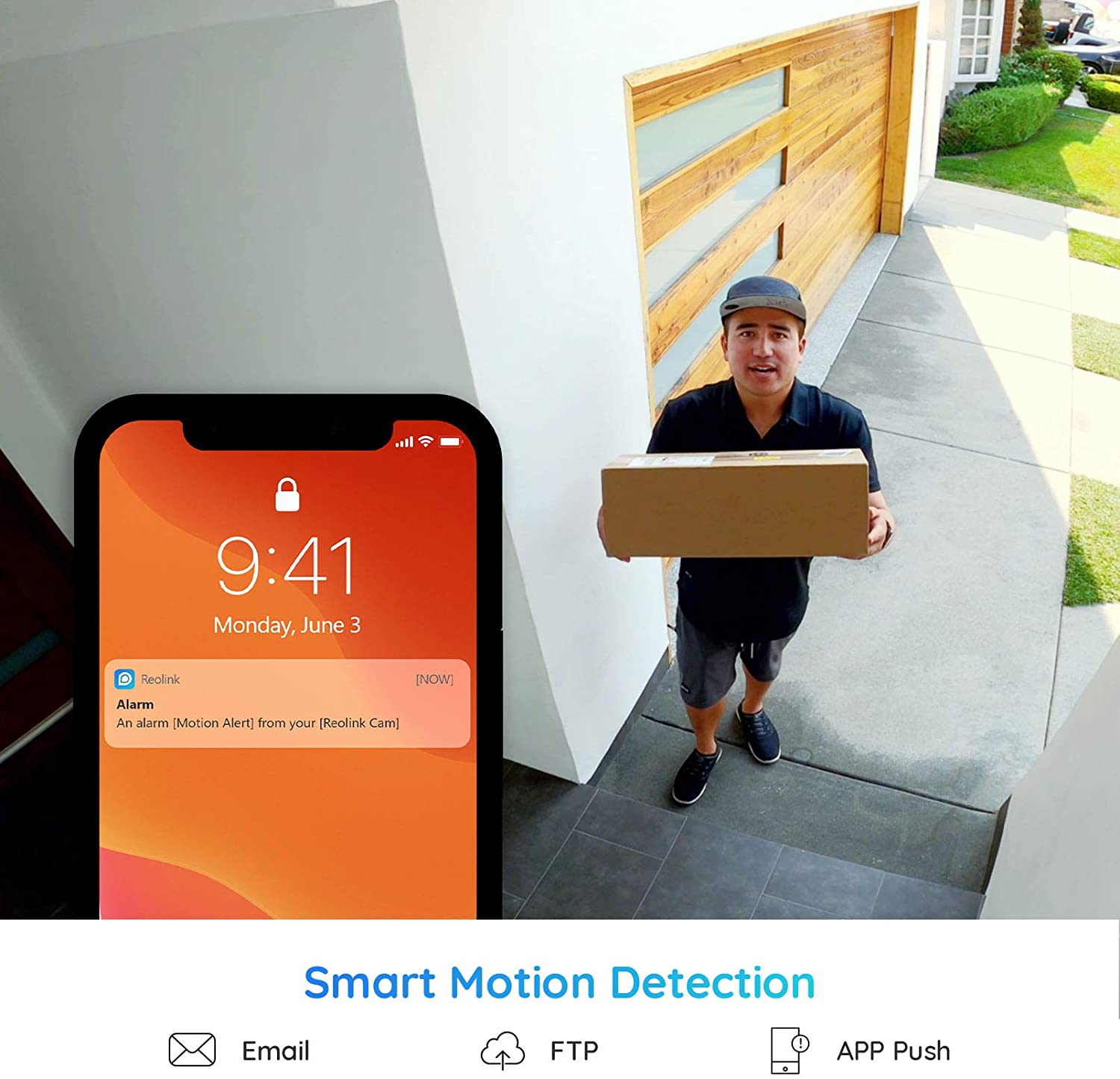 Security Camera, Reolink 4MP HD Plug-in WiFi Security Camera for Indoor Outdoor, 2.4/5Ghz WiFi, Night Vision, IP66 Waterproof, Motion Detection, Work with Google Assistant, Audio Recording, RLC-410W