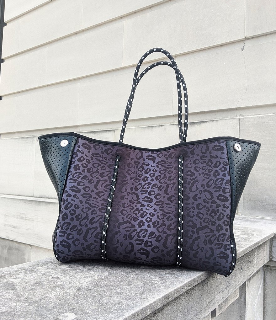 Parker & Hyde Neoprene Black Leopard Tote Bag