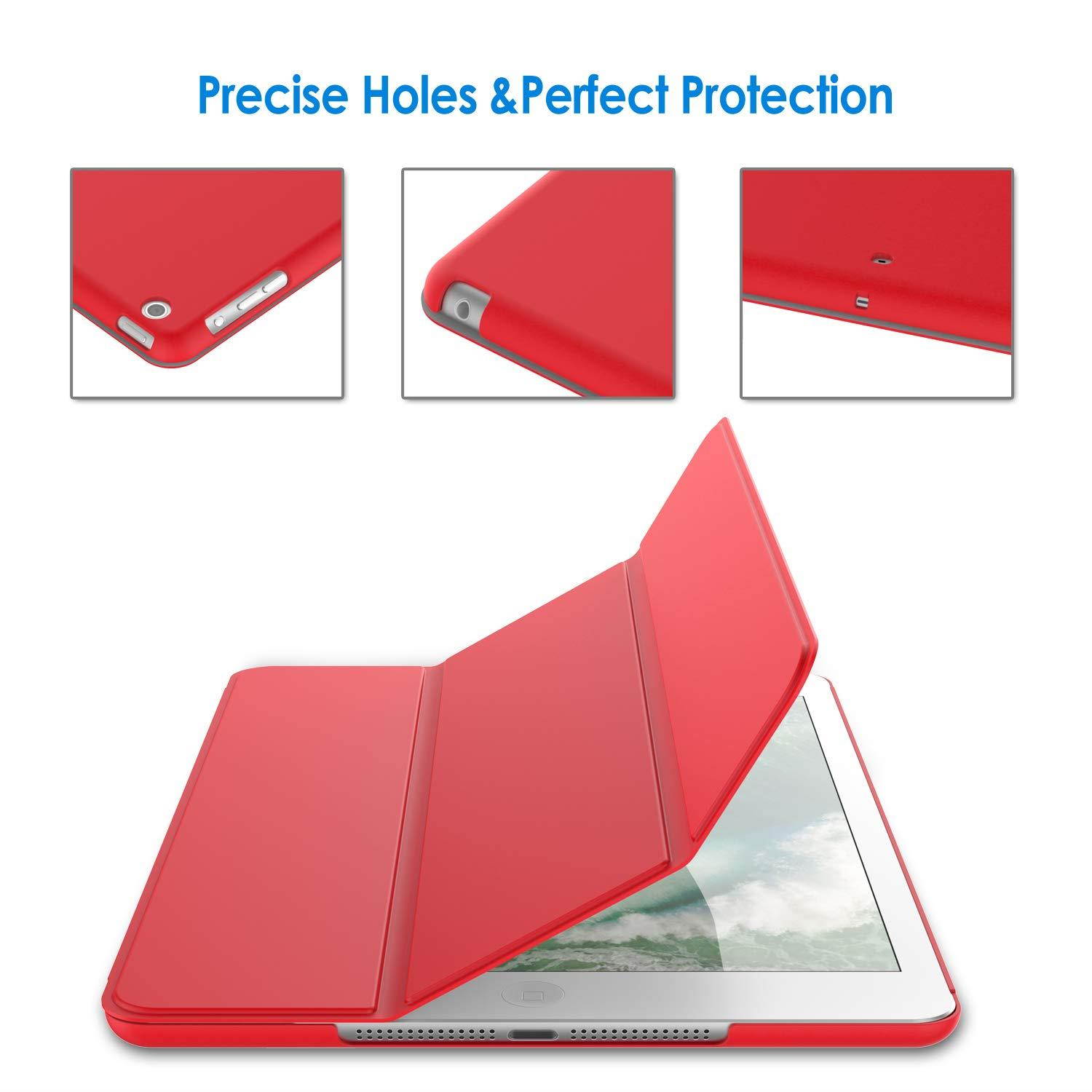 JETech Case for Apple iPad Air 1st Edition (NOT for iPad Air 2), Smart Cover with Auto Wake/Sleep, Red