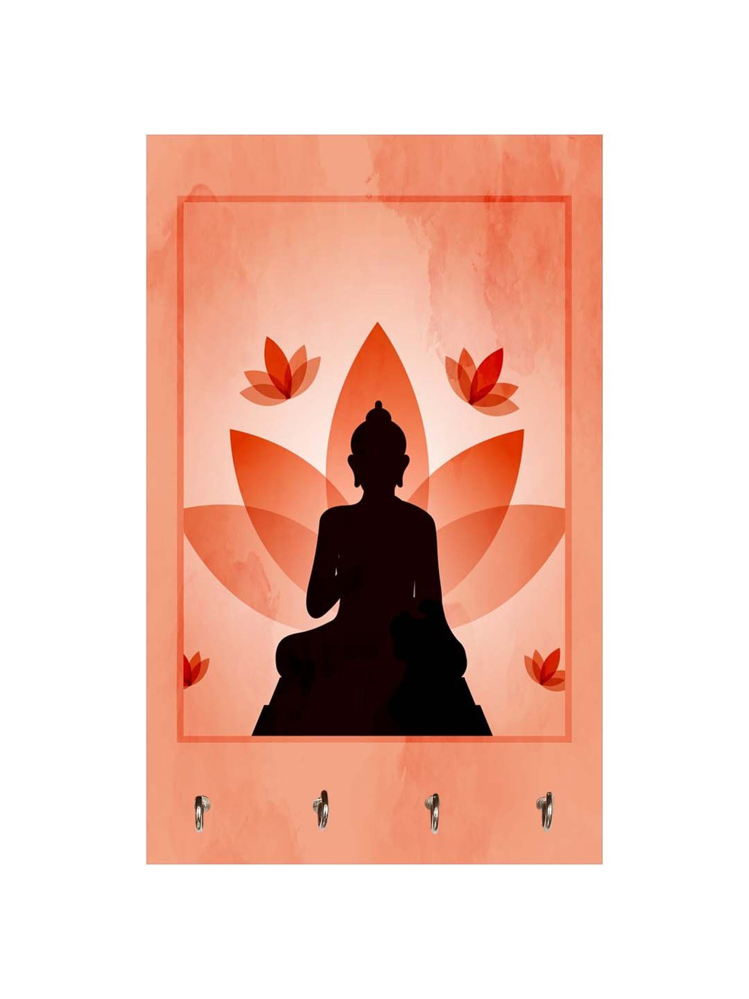 999Store Peach & Black MDF  Key Holder - Set of 1