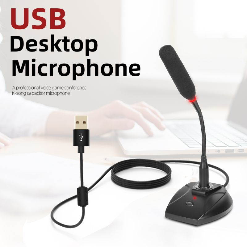 Depusheng USB Computer Microphone Desktop Condenser Microphone with Monitoring Interface for Gamelive, Singing, Meetings, Recording, etc