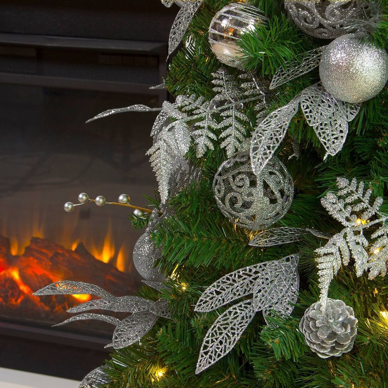 7.5ft Easy Treezy Pre-Lit LED Shimmering Frost Pre-Decorated & Easy Setup Slim Artificial  Christmas Tree