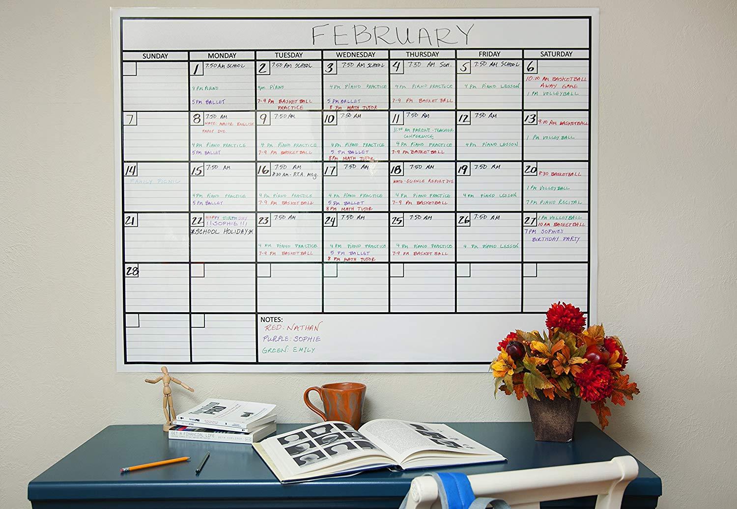 OfficeAid Large Laminated Dry Erase Wall Calendar (Medium (24" 36"))