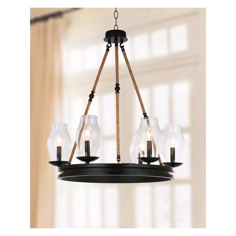 34" Fritz Adjustable Chandelier Black/Brown - Safavieh