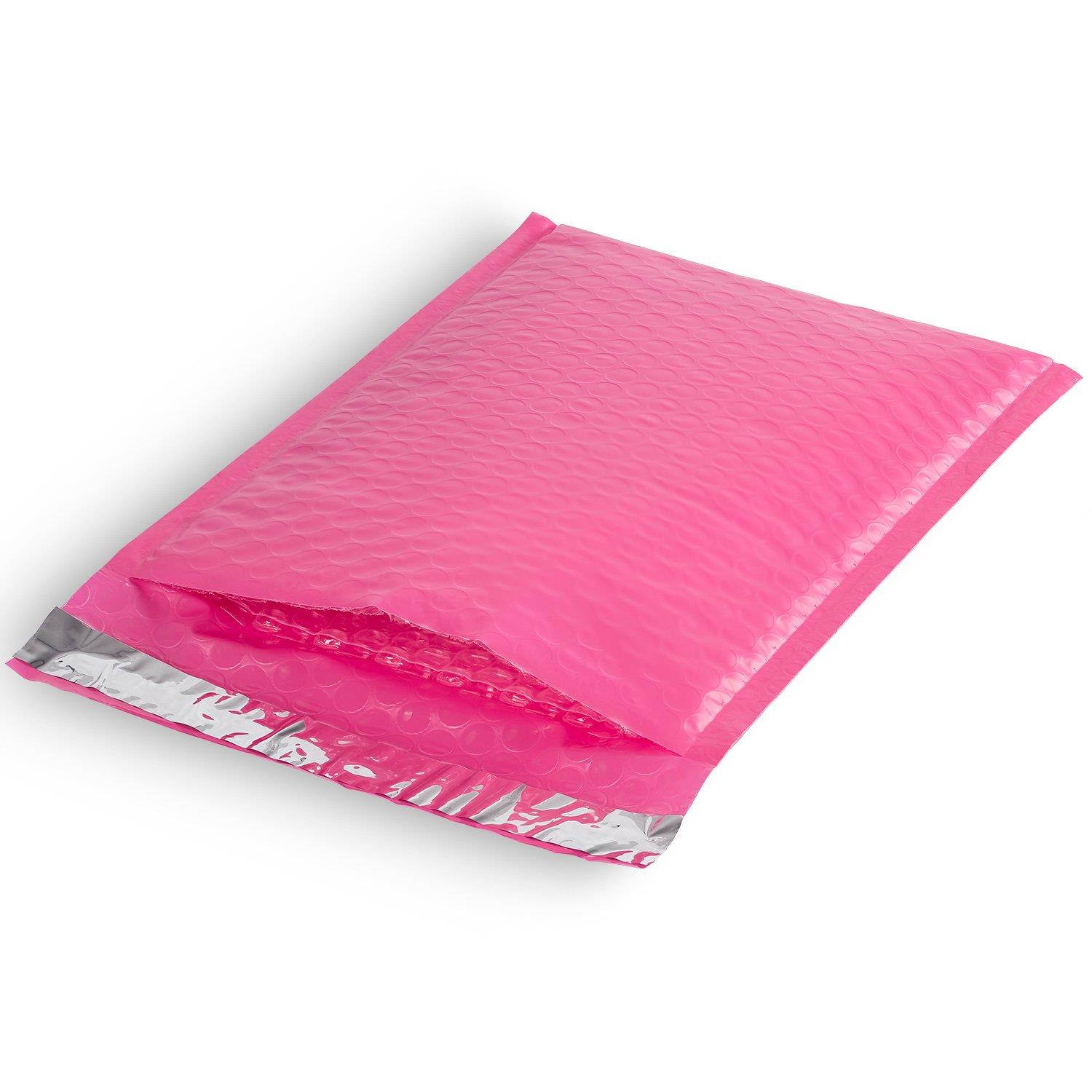 Fosmon #0 Colored Pink Poly Bubble Mailer 6.5 x 10, Wide 6 x 10 Padded Shipping Envelopes (300 Pack)