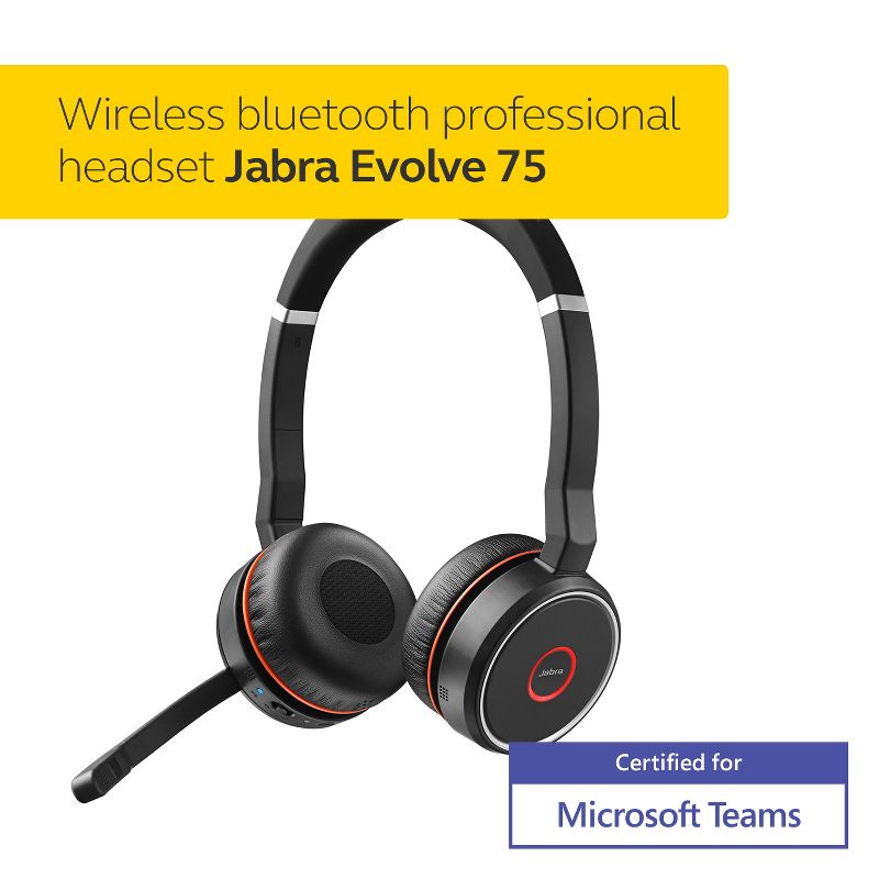 Jabra Evolve 75 MS Stereo Wireless Headset / Music Headphones