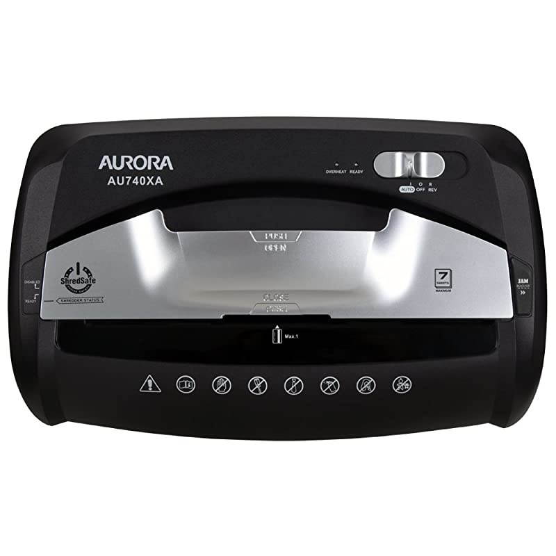 AU740XA 7Sheet CrossCut Paper Credit Card Shredder with Basket Black