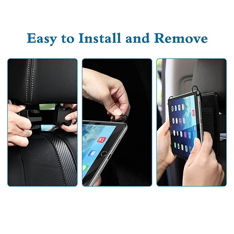 Car Headrest Holder Universal Car Tablet Holder Headrest Mount for 7quot11quot Tablet Compatible with iPad Pro 11 2020 iPad 102quot 2019 iPad Air 3 2 Mini 5 4 3 iPad 4 3 2 Galaxy Tab Black