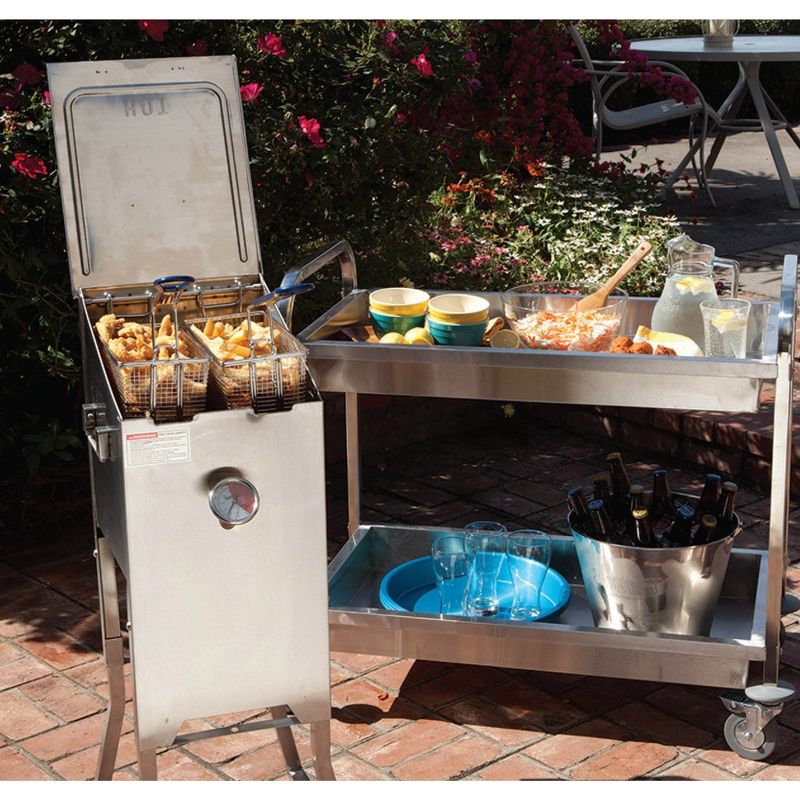 Bayou Classic Freestanding 4 Gallon Stainless Steel Bayou Deep Fryer, Silver