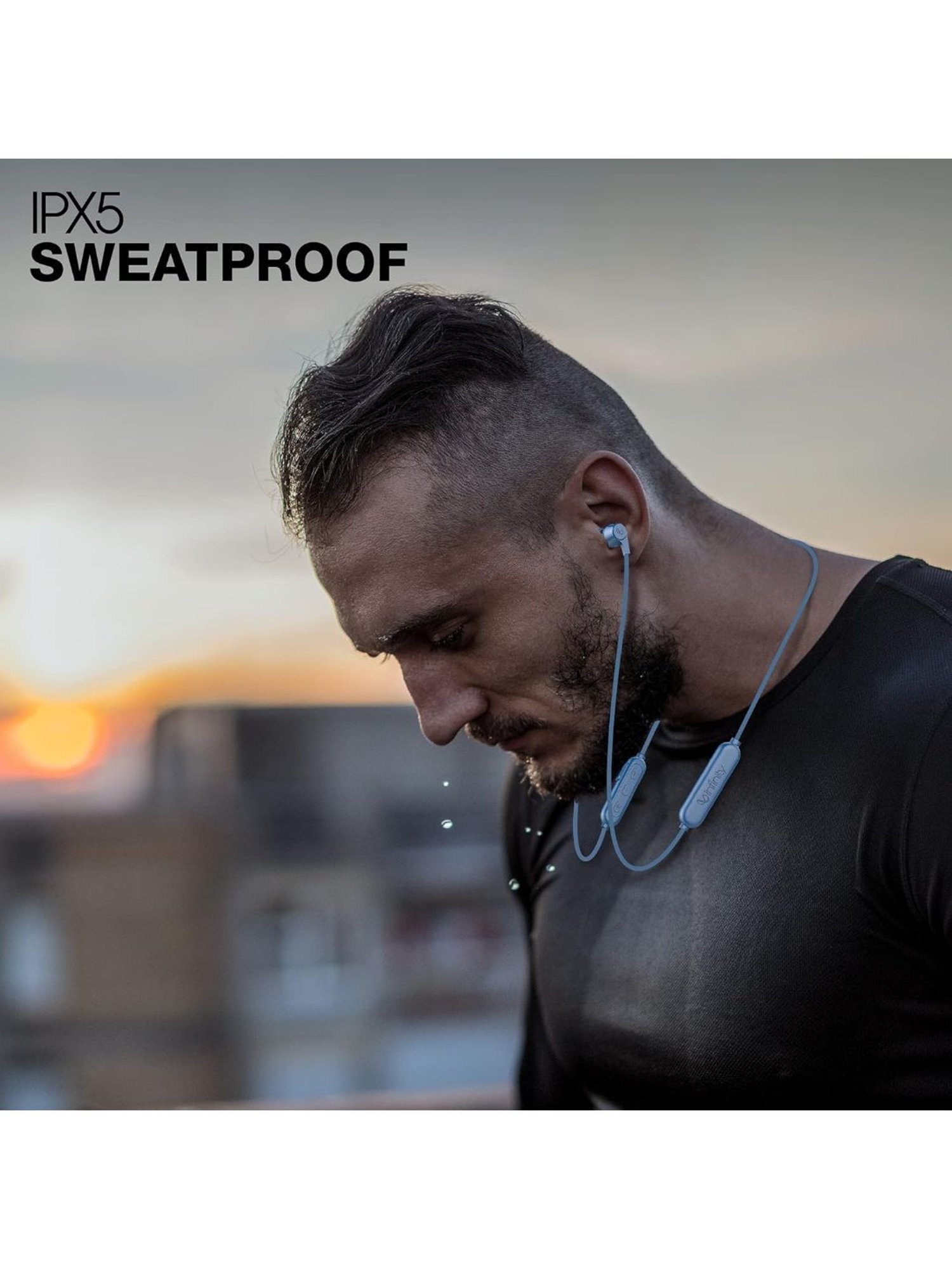 Infinity by Harman Tranz 300 Dual EQ Deep Bass Wireless Neckband Microphone (Blue)