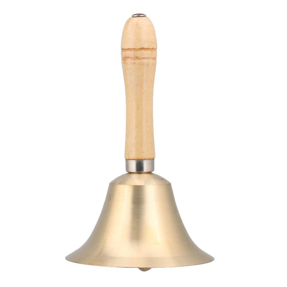 BQLZR 11cm Diameter Solid Brass Wood Handle School Bell for Entertainment Use