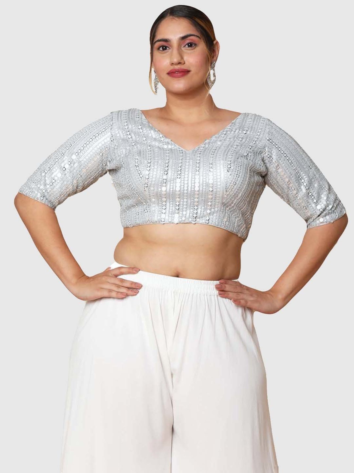 Salwar Studio Silver Embellished Blouse