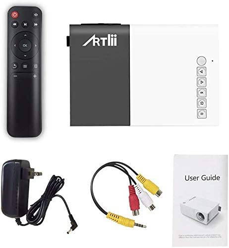 Pico Projector - Artlii 2020 New Mini Projector, Portable LED Projector for Cartoon, Movie, Kids Gift, Compatible with HDMI USB Laptop Video Games