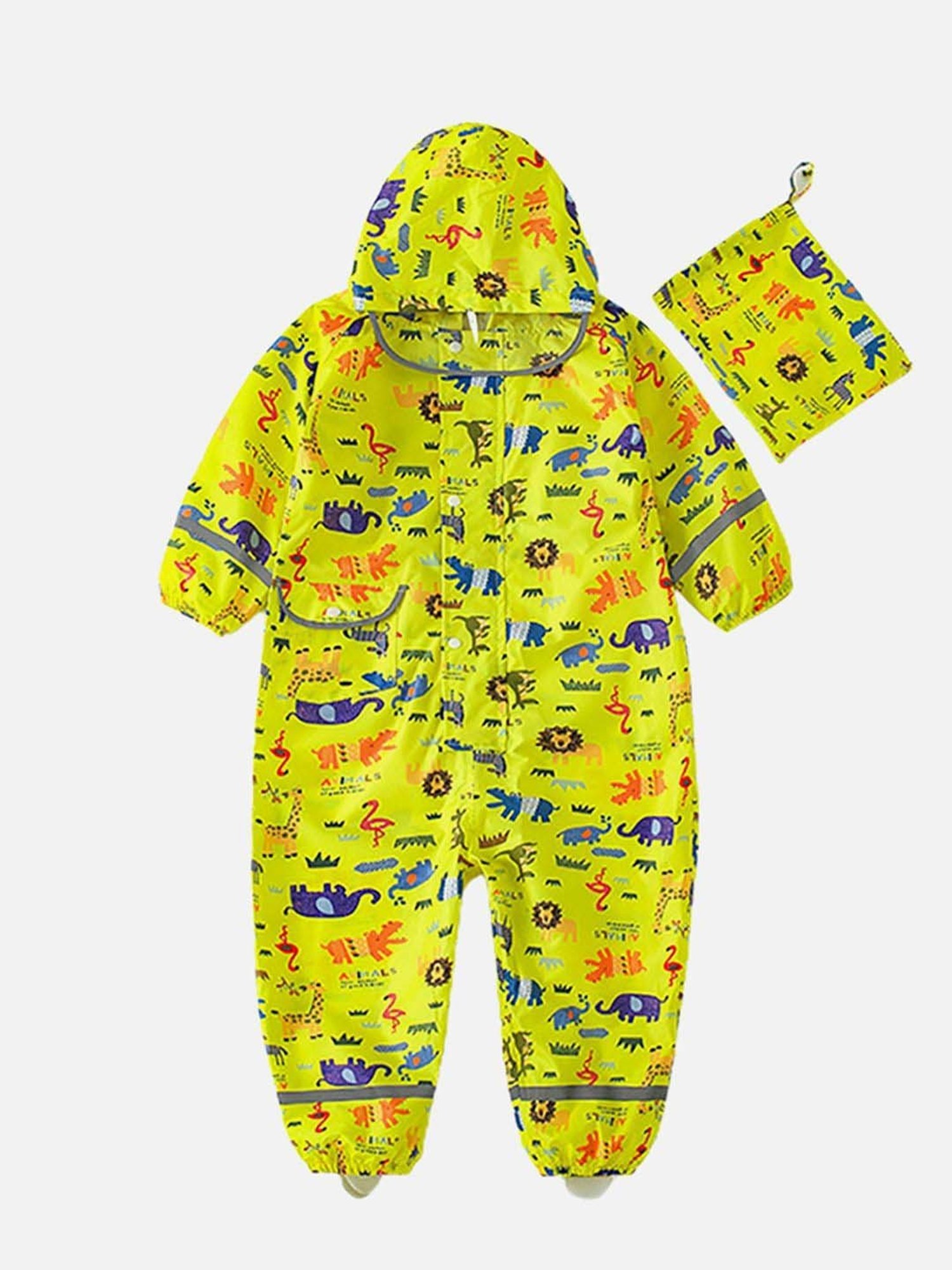 Little Surprise Box Kids Yellow Printed Full Sleeves Raincoat