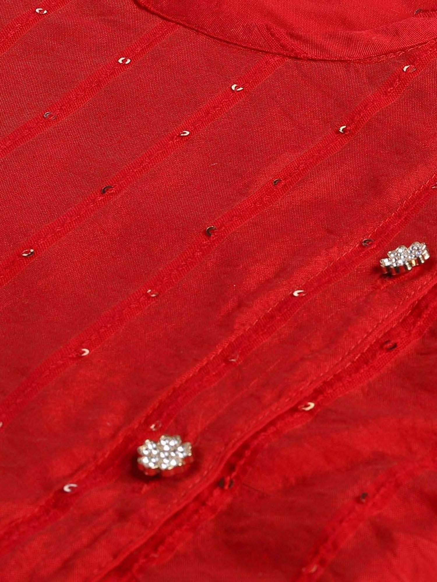 VASTRAMAY Boys Red & Gold Printed Full Sleeves Kurta Sets