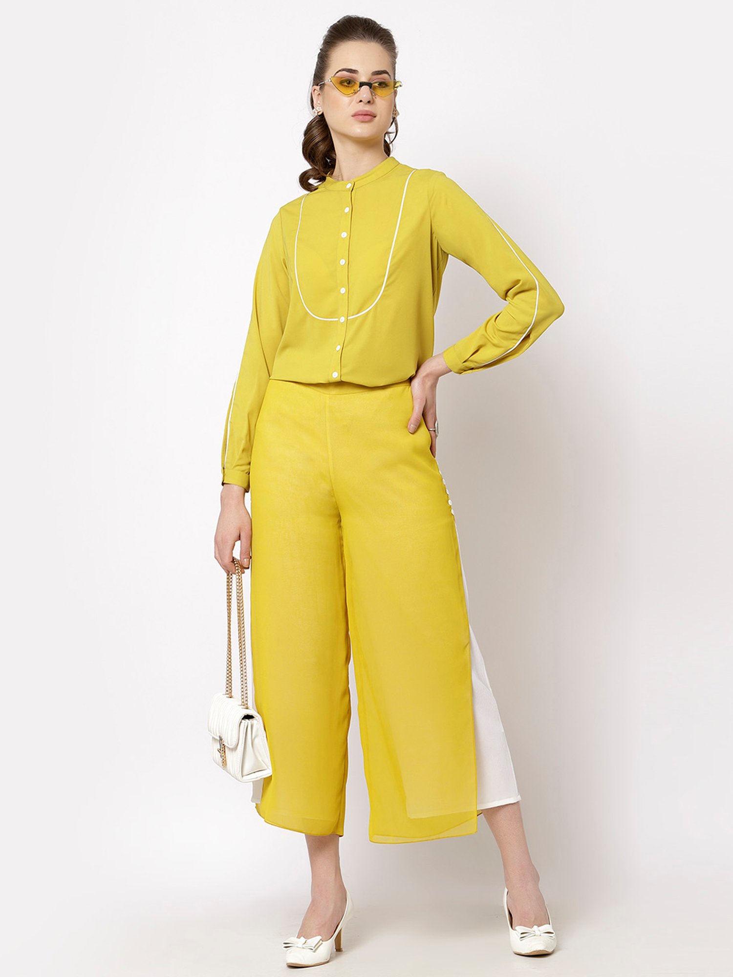 Office & You Yellow Straight Fit Palazzos