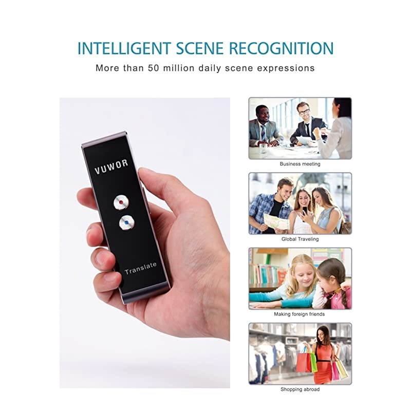T1 Handheld Pocket Smart Voice Translator Real Time Speech Translation English Chinese Arabic Portuguese French German Spanish Russian Japanese 33+ Languages for Travel Business Shopping Meeting