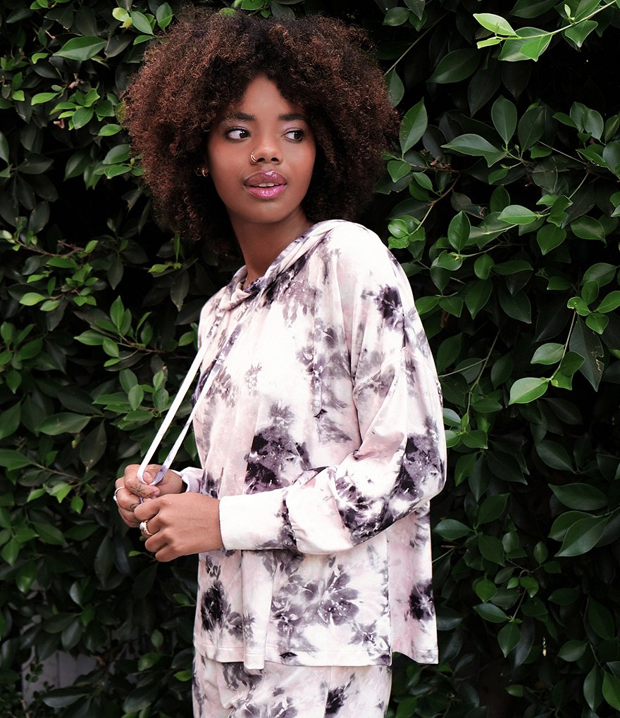 Midnight Bakery Diego Tie-Dye Print Brushed Knit Lounge Hoodie