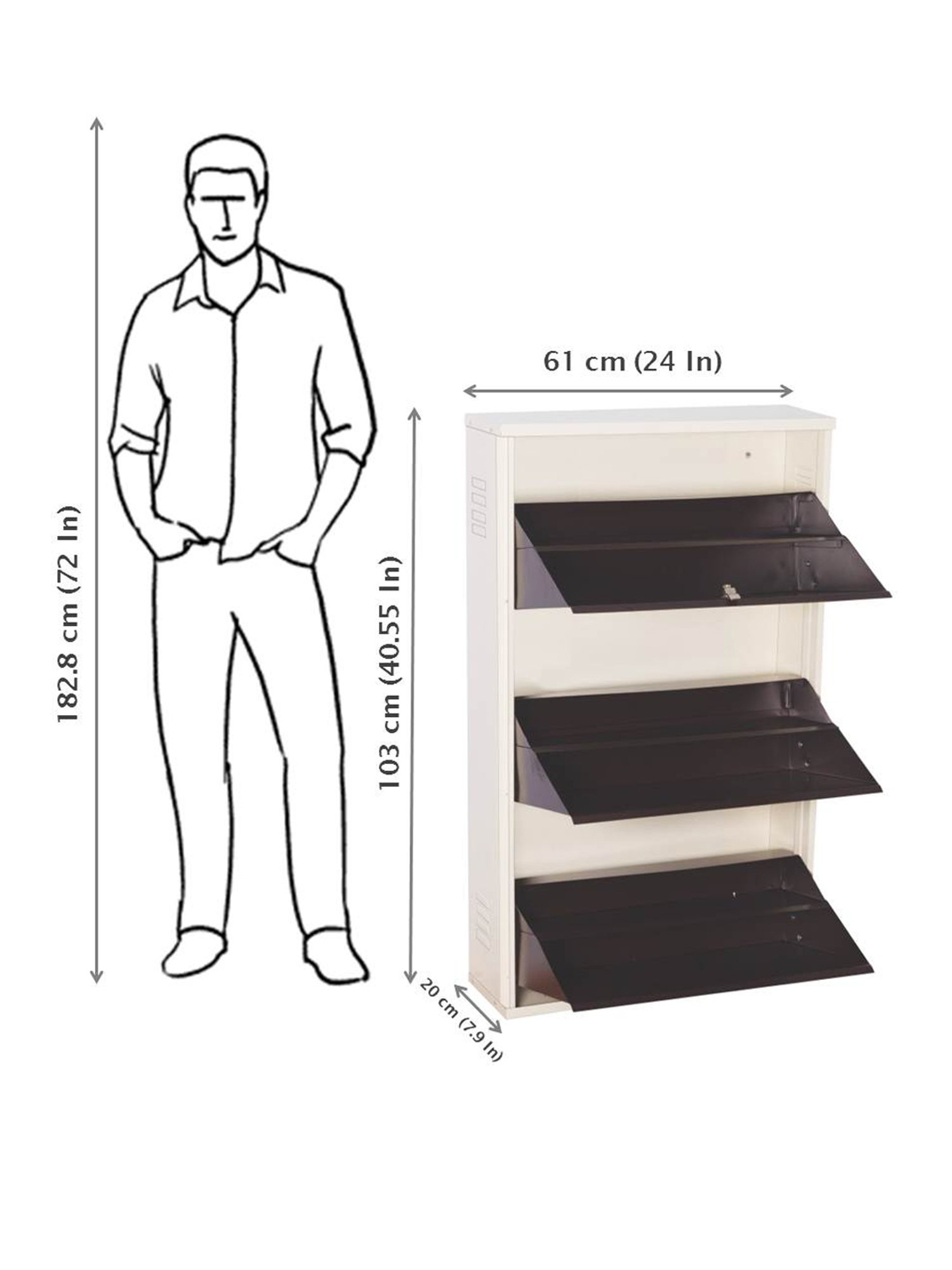 Delite Kom Metal Shoe Rack - 24" 6 Shelf, Double Decker, Ivory Coffee, PowderCoat, Wall Mount, DIY
