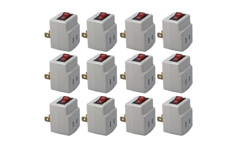 QVS 12-Pack Single-Port Power Adaptor with Lighted On/Off Switch - 125 V AC / 15 A