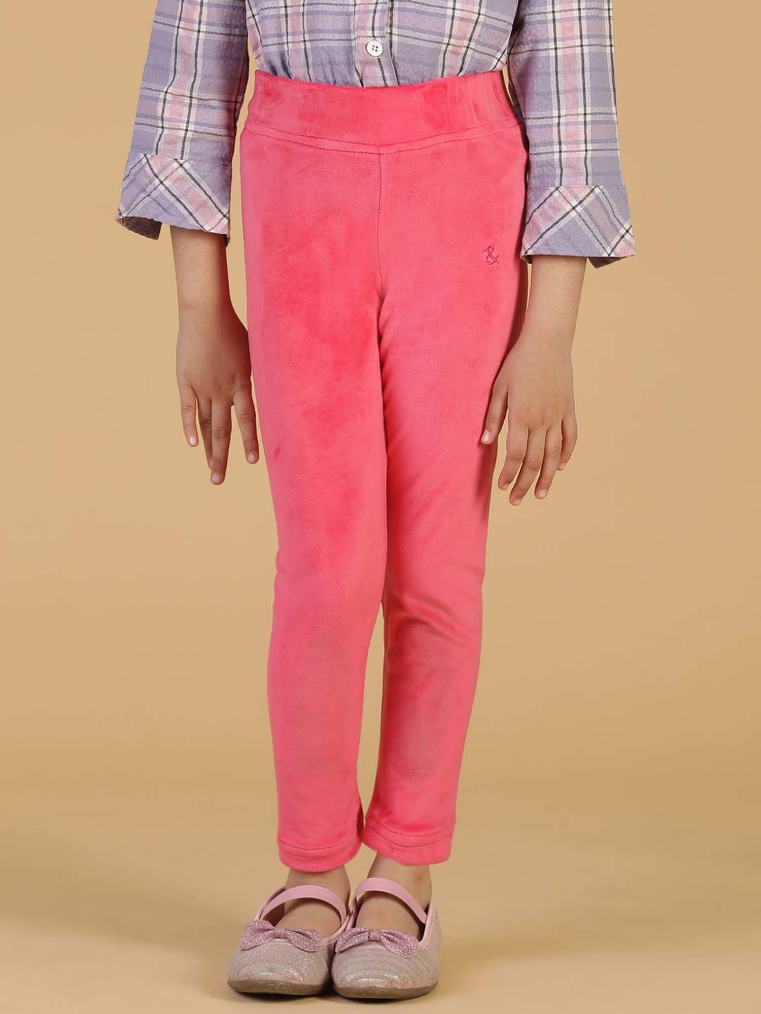 Tales & Stories Girls Neon Pink Regular Fit Leggings