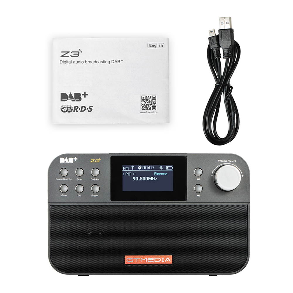 GTmedia Z3 Portable DAB Radio Digital FM Radio USB Rechargeable Battery Powered with Speakers TFT-LCD Screen