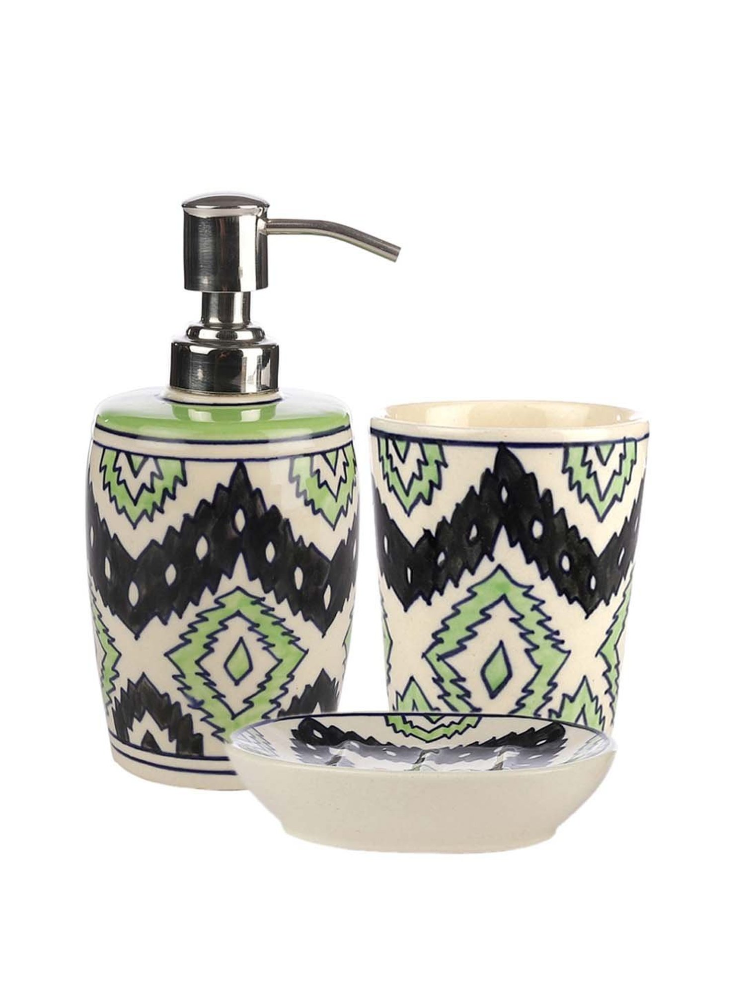 VarEesha Aztec Multicolor Ceramic Bath Accessories - Set of 3