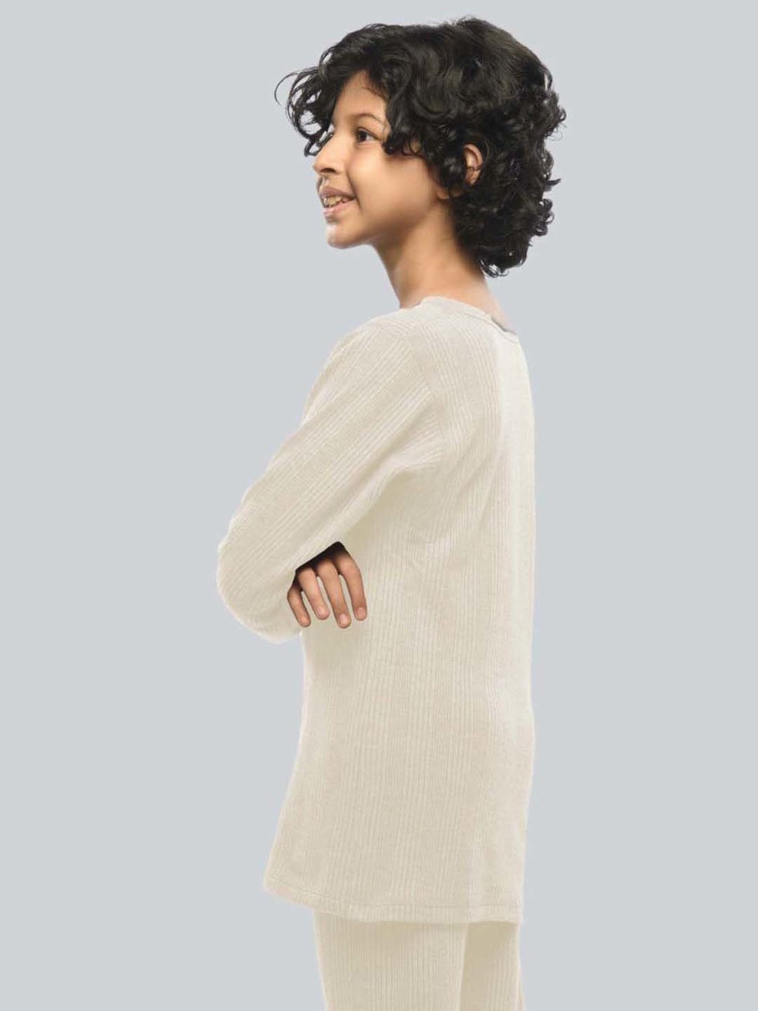 LUX Inferno Kids White Skinny Fit Full Sleeves Thermal Top (Pack of 2)