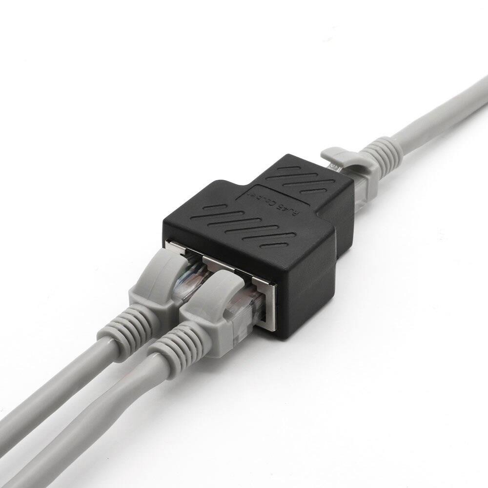 2PCS RJ45 Splitter Connectors 1 to 2 Port Female CAT 5/CAT 6 LAN Ethernet Socket Connector Adapter for Computer Laptop PC
