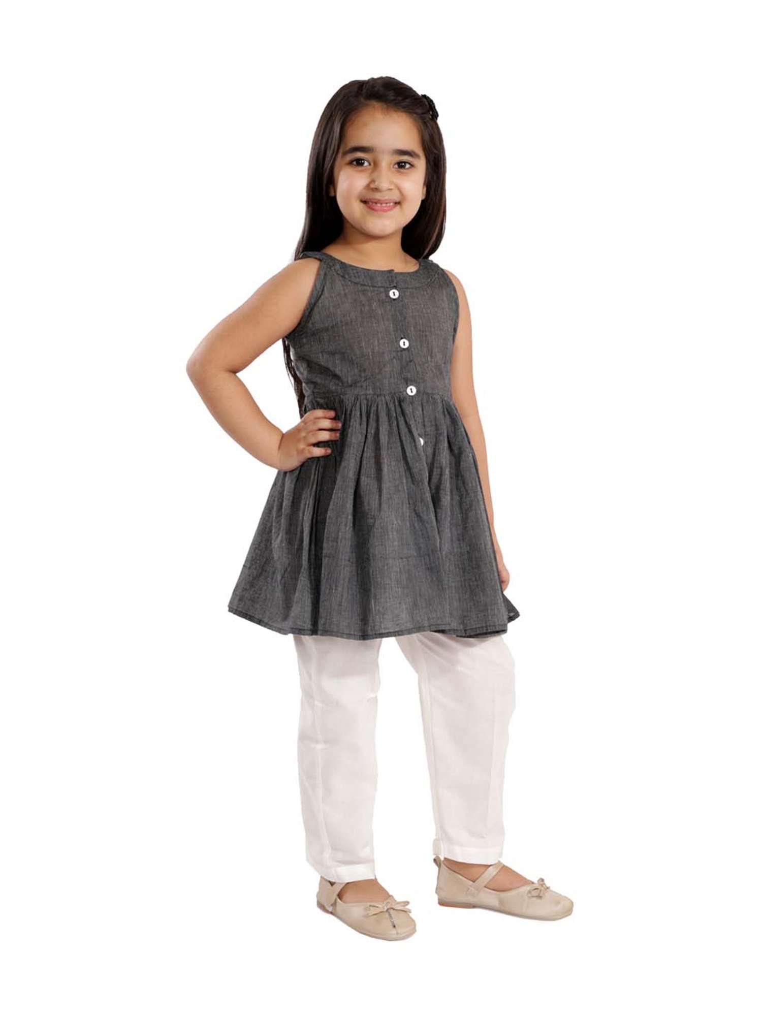 VASTRAMAY Kids Blue & White Cotton Over Dyed Kurta Set