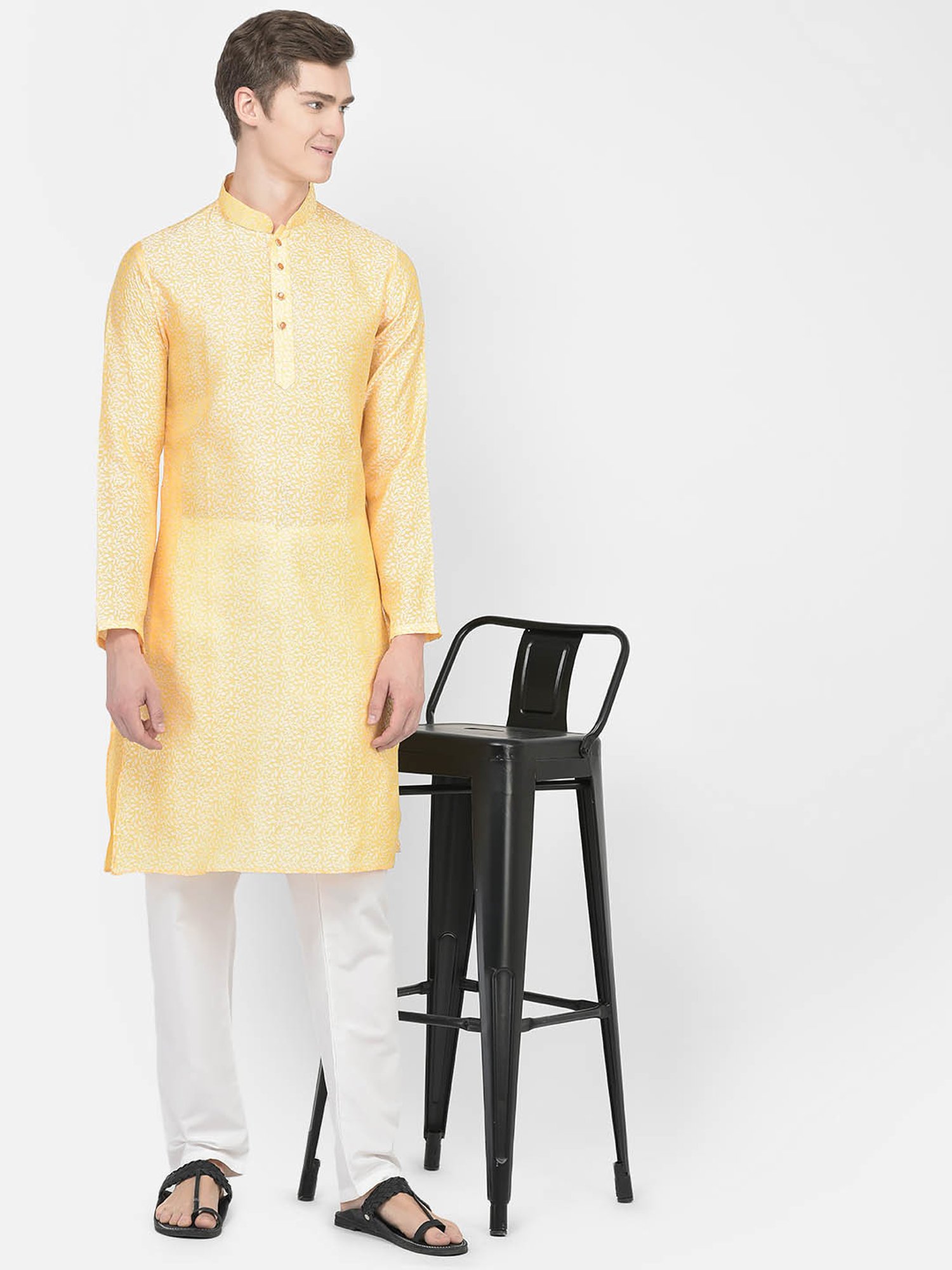 SG LEMAN Lemon Regular Fit Embroidered Kurta And Pyjama Set