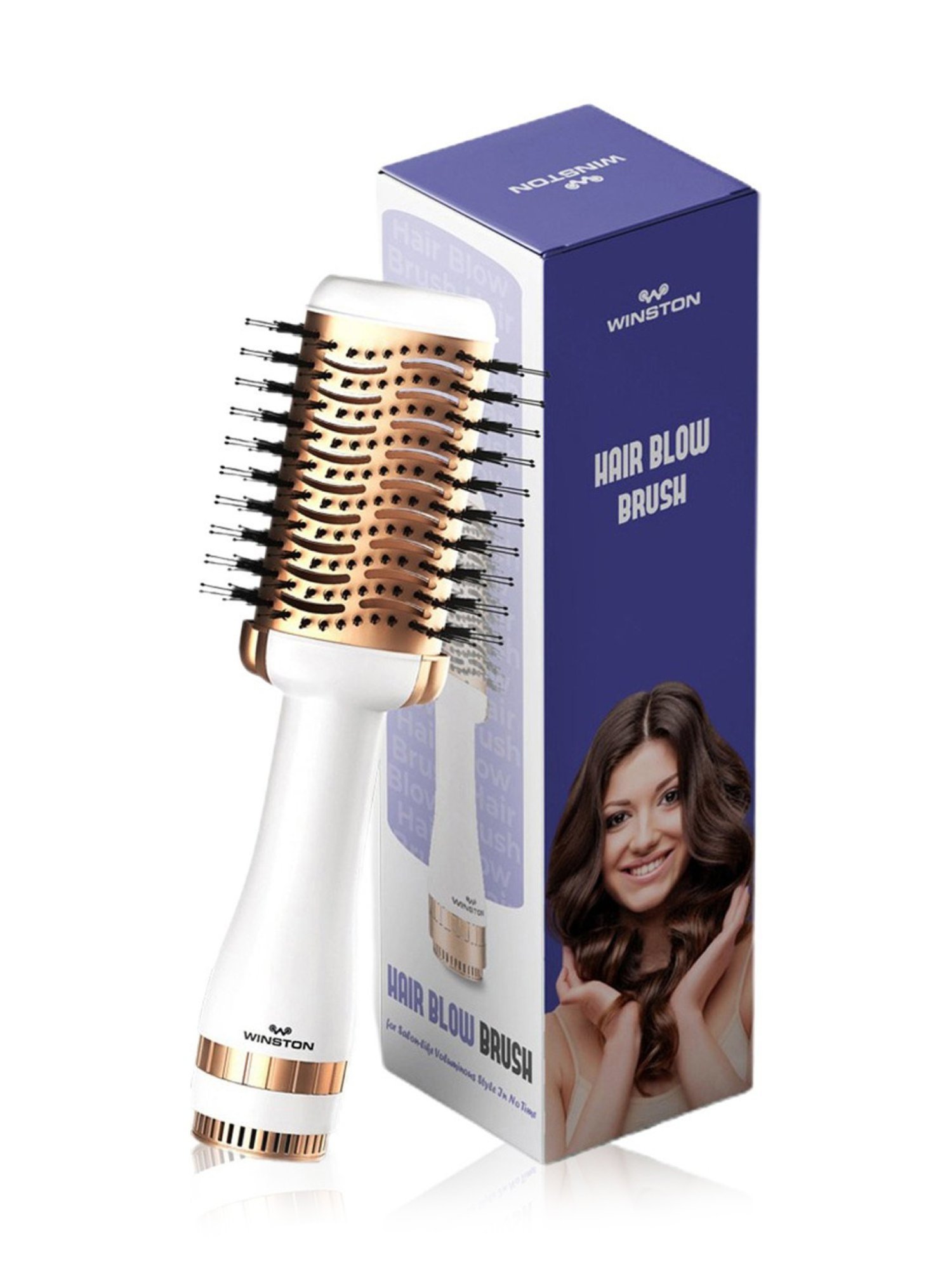 Winston Hair Blow Dryer Brush, Curler, Straightener & Hair Volumizer, 6 In 1 Hair Styler (White)