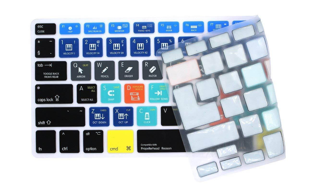 HRH Propellerhead Reason Shortcuts Hotkey Silicone Keyboard Cover Skin for MacBook Air 13,MacBook Pro13/15/17 (with or w/Out Retina Display, 2015 or Older Version)&Older iMac,USA and European Layout